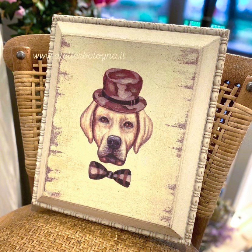 quadro labrador legno shabby chic atelier bologna