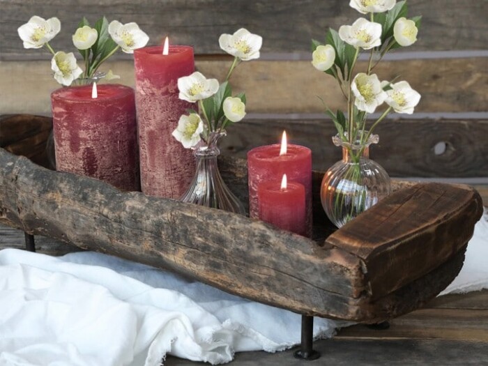 Candela rustica cm 10x15h Bordeaux - immagine 2