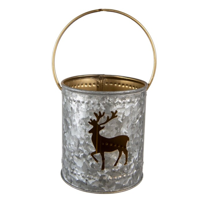 Porta tealight in ferro con decoro Natalizio