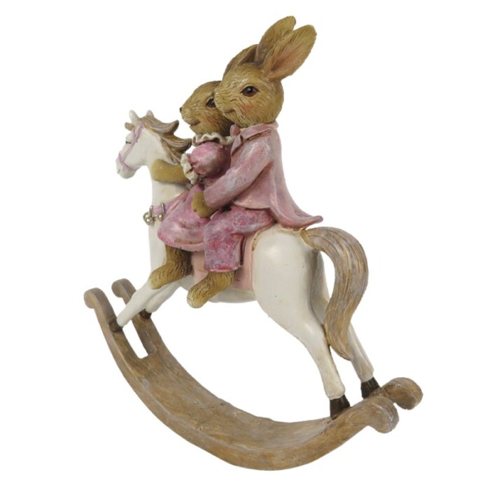 Statuina conigli su cavallino clayre & eef pasqua atelier bologna