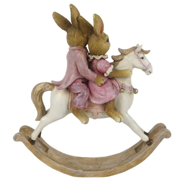 Statuina conigli su cavallino clayre & eef pasqua atelier bologna
