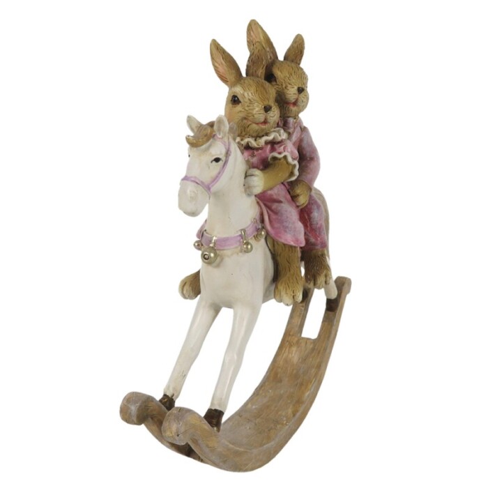 Statuina conigliette su cavallino a dondolo cm 13x14h - immagine 4