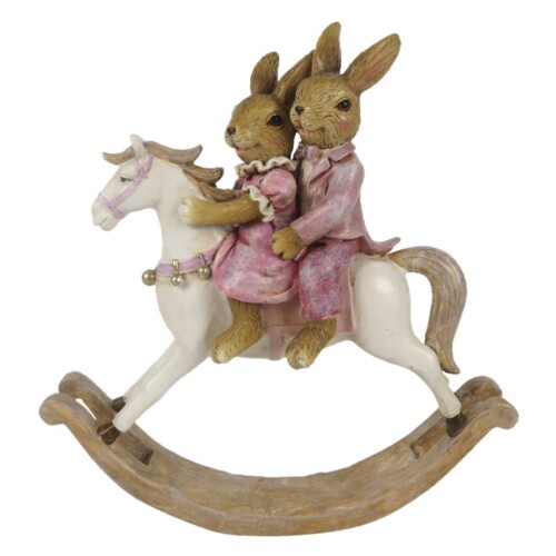 Statuina conigli su cavallino clayre & eef pasqua atelier bologna