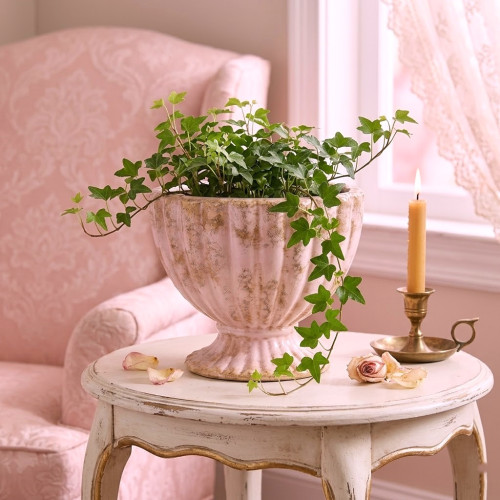 Vaso su piedistallo, Atelier Bologna, Shabby Chic, Blanc Mariclò, Luxury