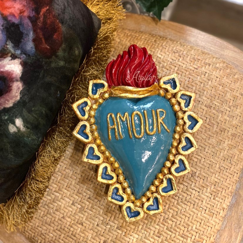 Cuore votivo in ceramica, atelier bologna, made in italy