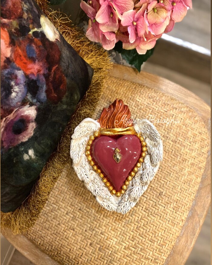 Cuore votivo in ceramica, atelier bologna, made in italy