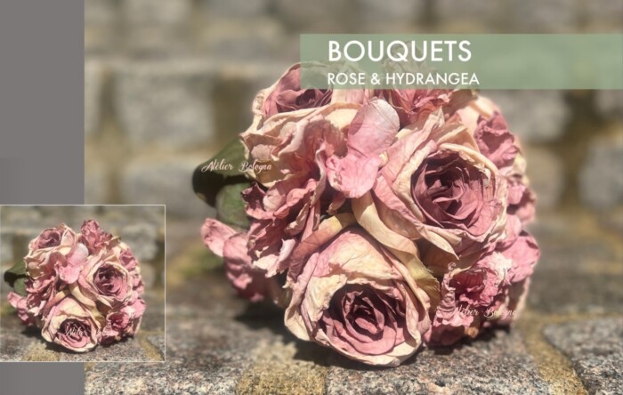 Bouquet Rosa Ortensia, Atelier Bologna, Shabby chic