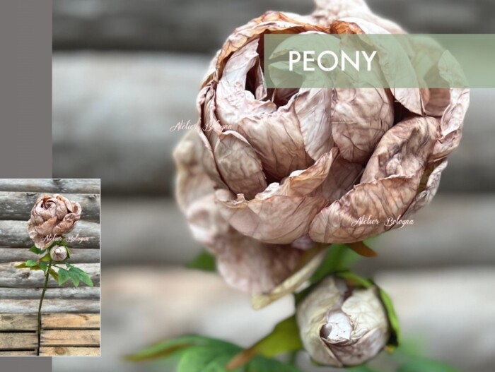Peonia, atelier bologna, fiore artificiale, shabby chic