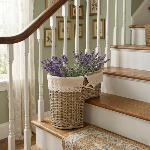 Cesto per scalino, Atelier Bologna, Shabby Chic, Country Chic, Luxury, Blanc mariclò