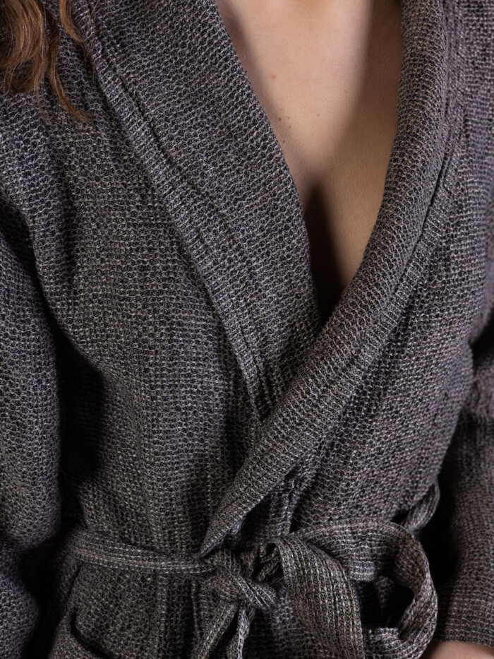 Accappatoio in Lino Made in Italy Tg.M, Nocciola - immagine 2