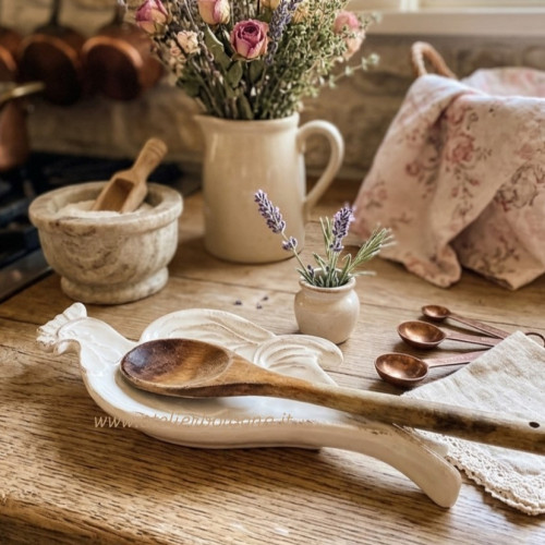 Poggia mestoli galletto, Made in Italy, Atelier Bologna, Virginia Ceramiche, Blanc Mariclò, Luxury, Country Chic