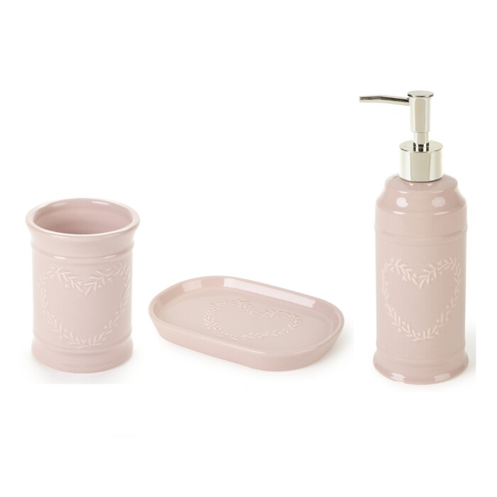 Set bagno cuore 3 pezzi Rosa