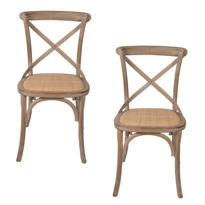 Set 2 Sedie in legno e rattan intrecciato