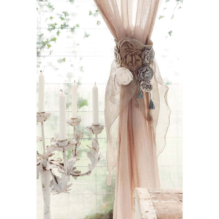 Embrasse in lino con rose applicate - immagine 2