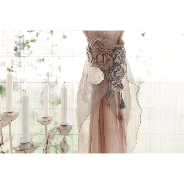 Embrasse in lino con rose applicate - immagine 3