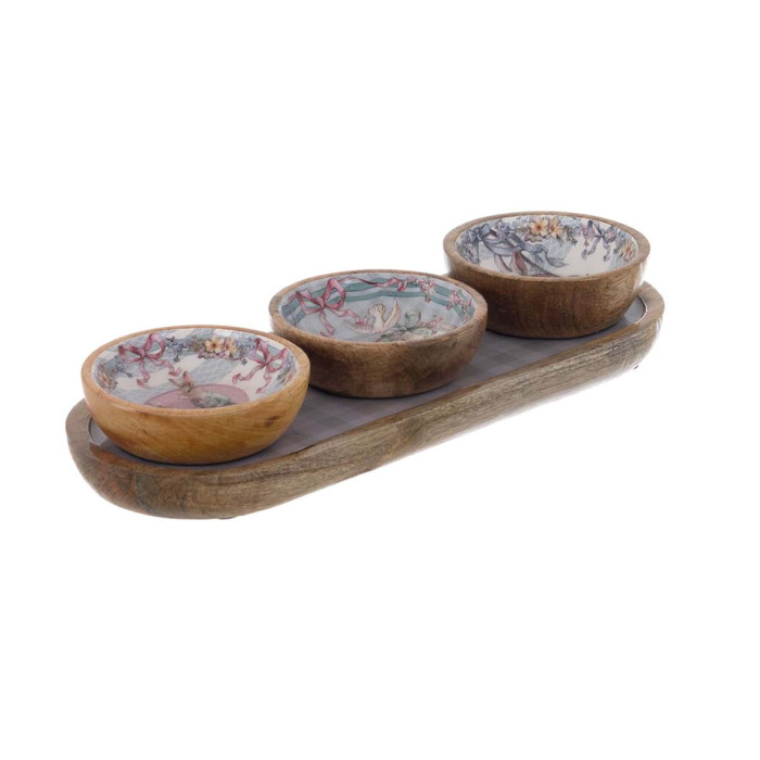 Vassoio con 3 ciotole cm 33x12x6h - immagine 3