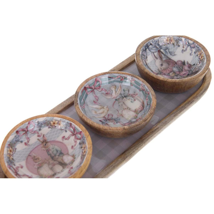 Vassoio con 3 ciotole cm 33x12x6h - immagine 4
