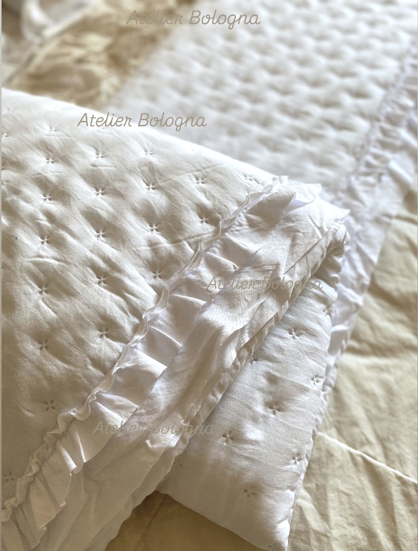 Trapuntino matrimoniale c/volant 120gsm, Bianco - immagine 6