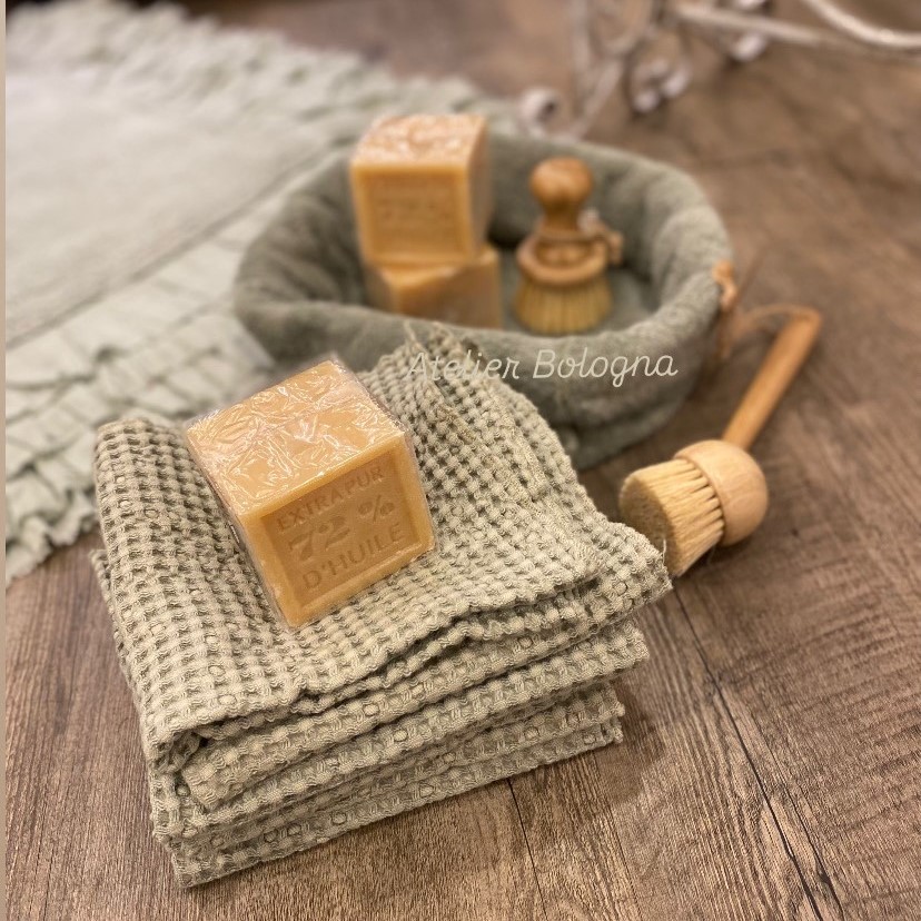 Set 6 lavette Made in Italy con cestino - immagine 4