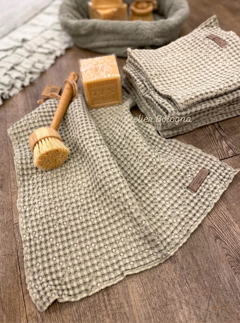 Set 6 lavette Made in Italy con cestino - immagine 3