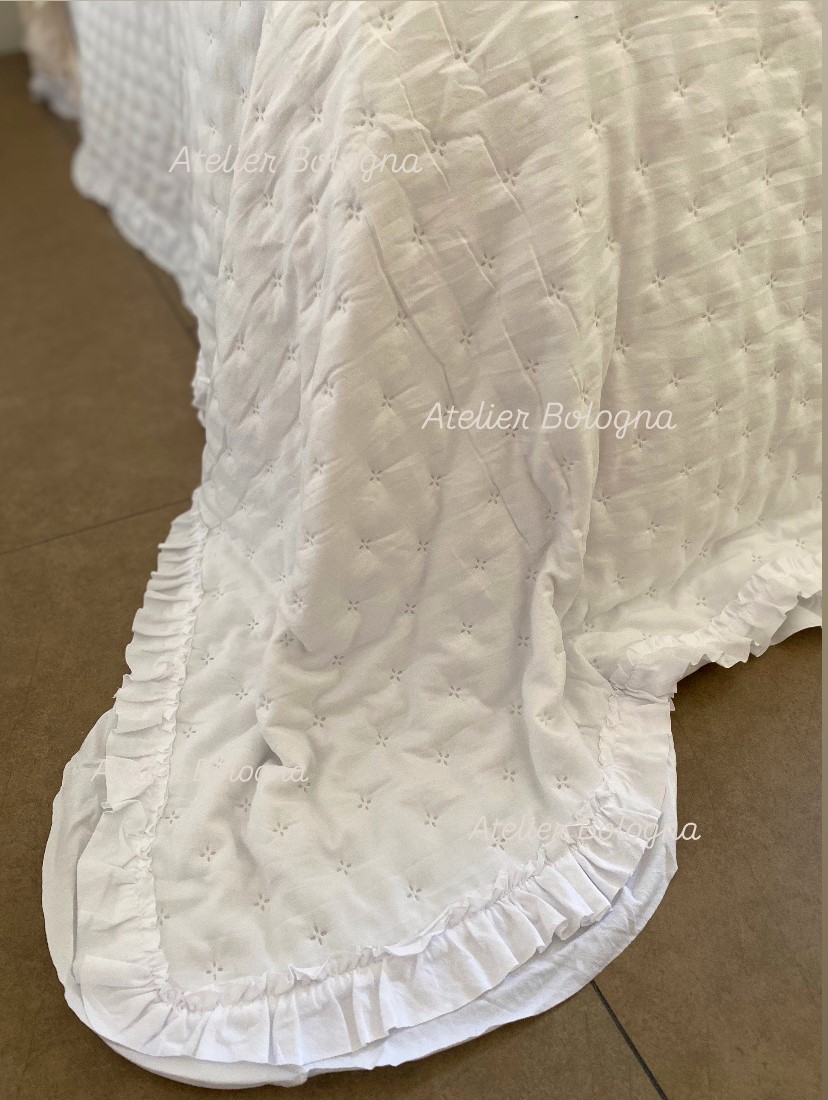 Trapuntino matrimoniale c/volant 120gsm, Bianco - immagine 4
