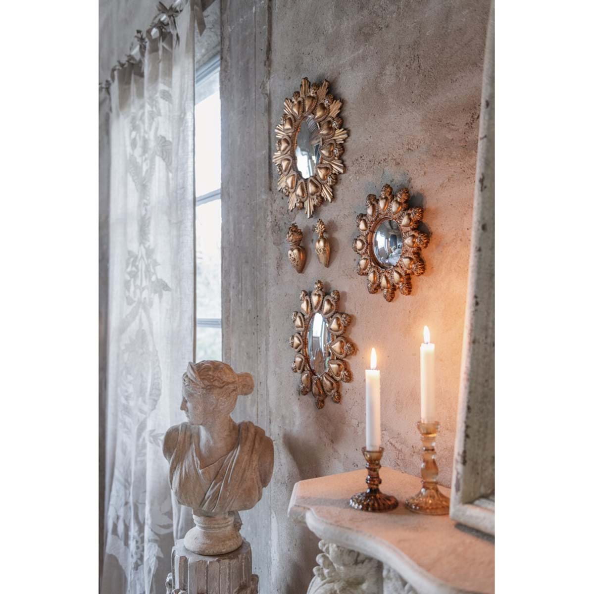 Specchio Oro con cuori votivi, Atelier Bologna