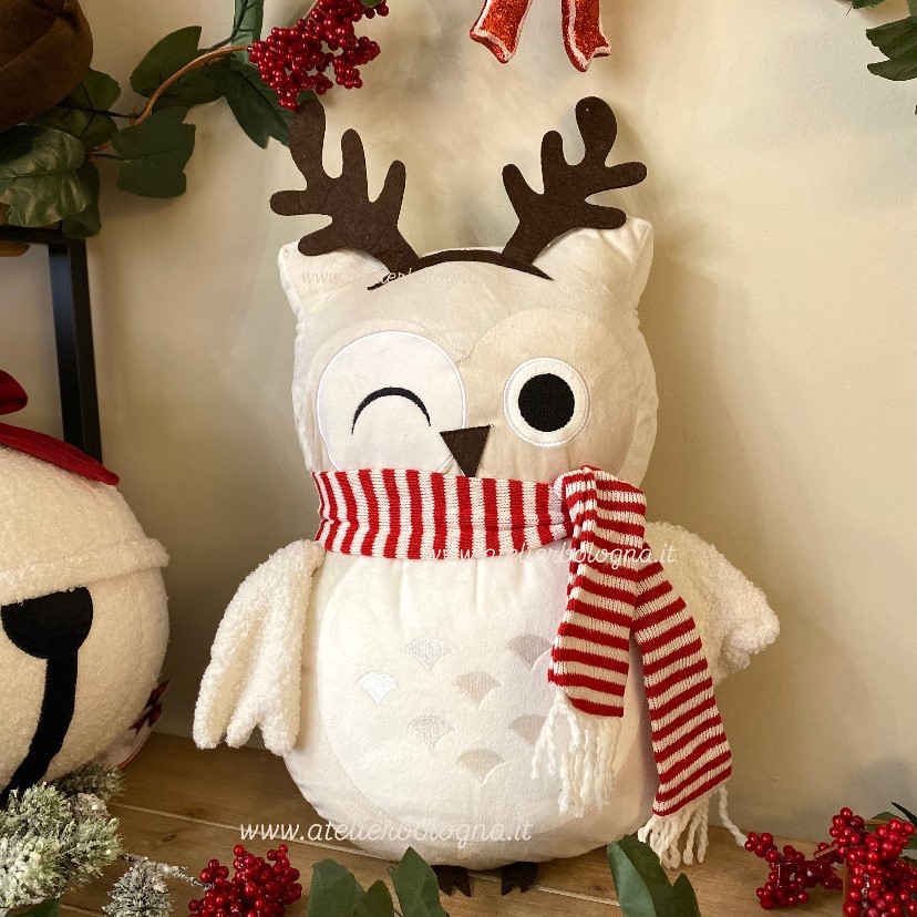Cuscino decorativo natalizio gufo, L'atelier 17, Atelier Bologna