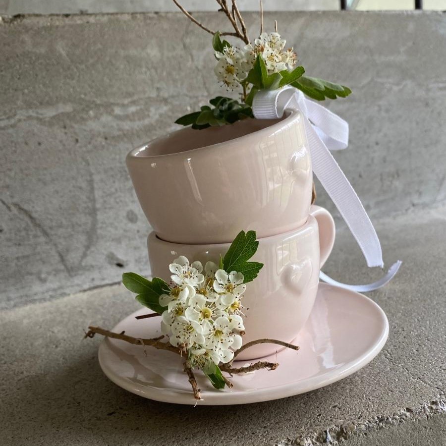 Set 2 tazzine da caffè espresso con piattino - immagine 2