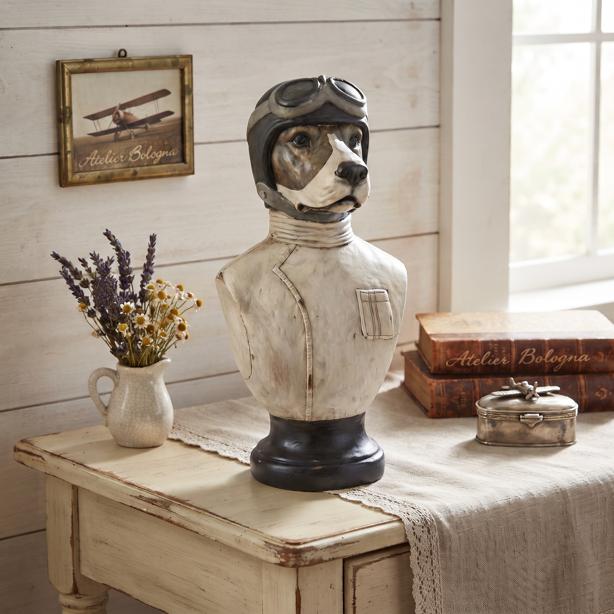 Statua cane aviatore, Vintage, retrรฒ, Atelier Bologna
