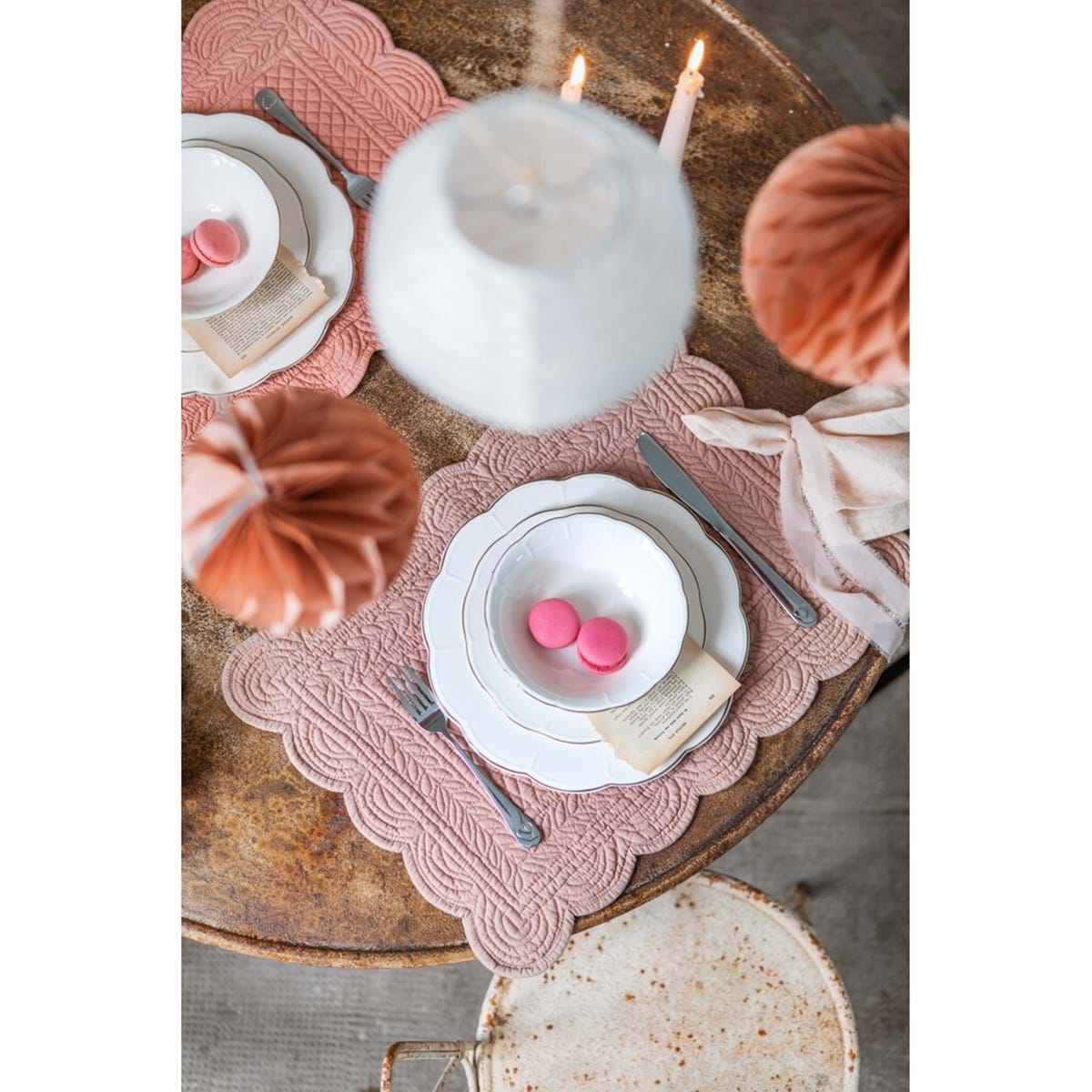 Tovaglietta rettangolare in boutis cm 50x35 Rosa Antico Polvere - immagine 2