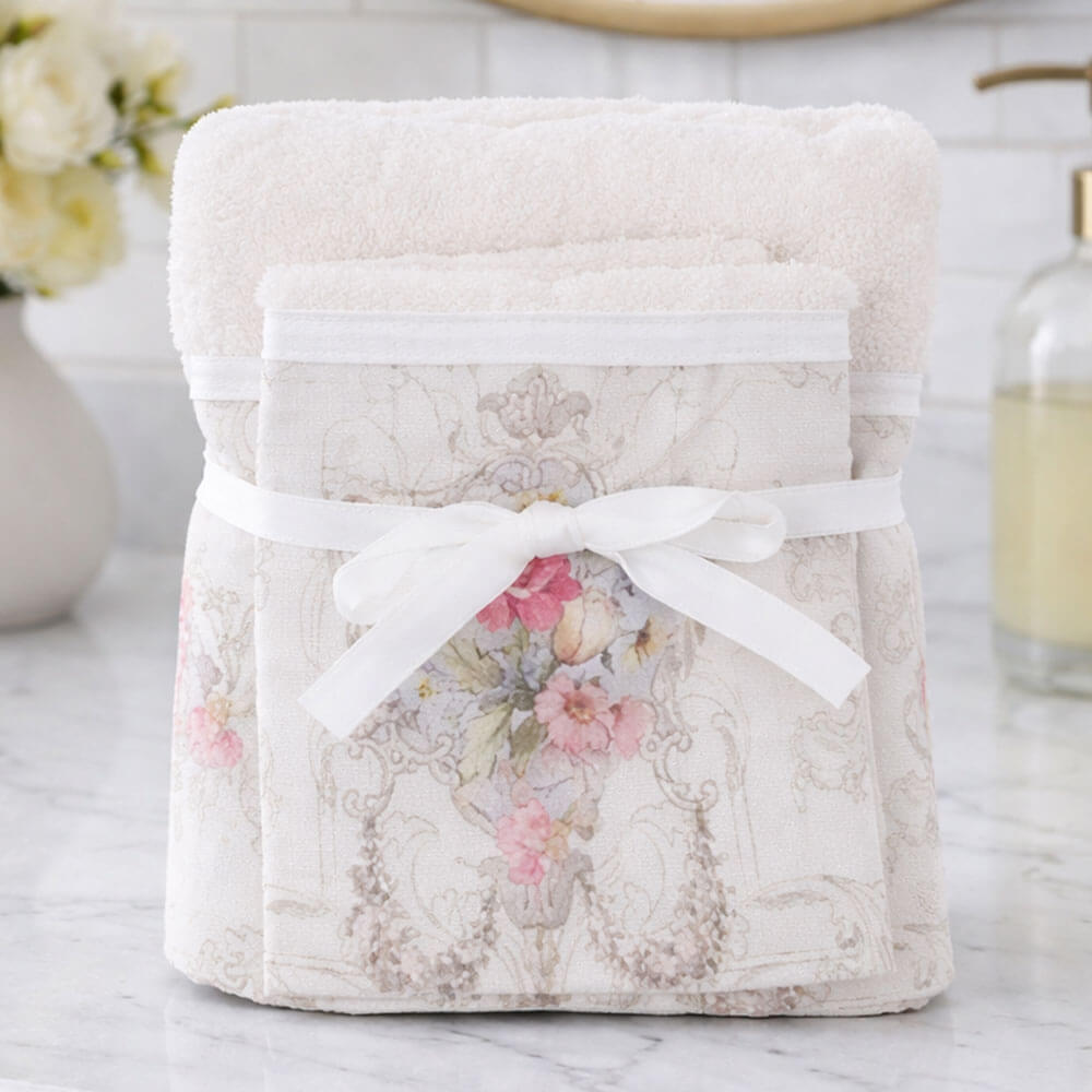 Set spugne Rose viso + ospite Avorio - immagine 2