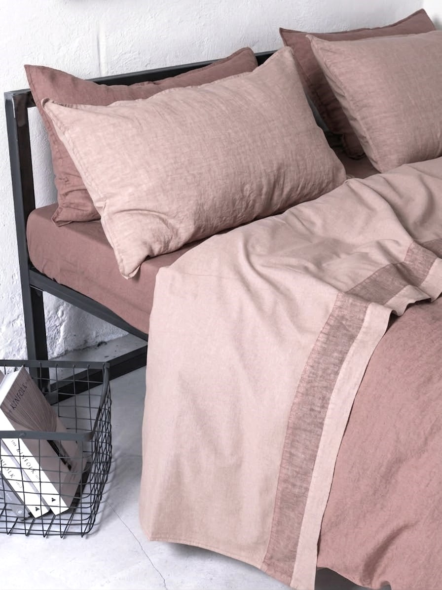 Completo letto Boreale Cotone e Lino, Atelier Bologna, Opificio dei Sogni, Made in Italy, Blanc Mariclò, Feelum Home Linen, Italy