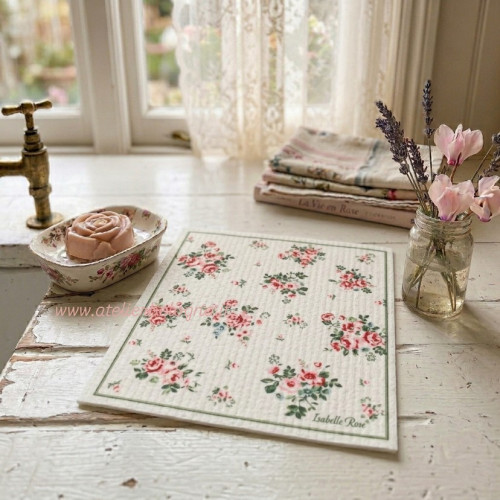 SPUGNA BIODEGRADABILE ISABELLE ROSE, aTELIER BOLOGNA, SHABBY CHIC, BLANC MARICLO, MADE IN ITALY, LUXURY