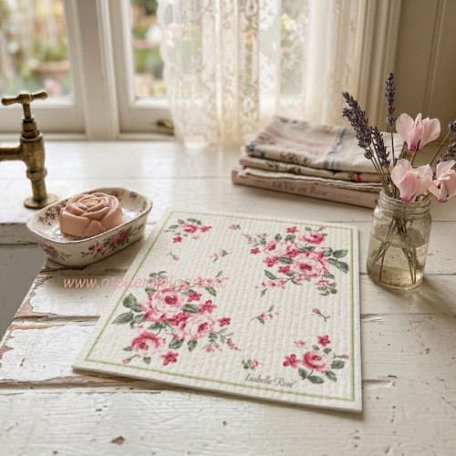 SPUGNA BIODEGRADABILE ISABELLE ROSE, aTELIER BOLOGNA, SHABBY CHIC, BLANC MARICLO, MADE IN ITALY, LUXURY