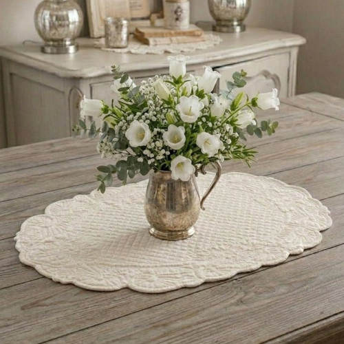 Centrotavola boutis Atelier Bologna, Made in Italy, Luxury, Blanc mariclò, Nuvole di Stoffa