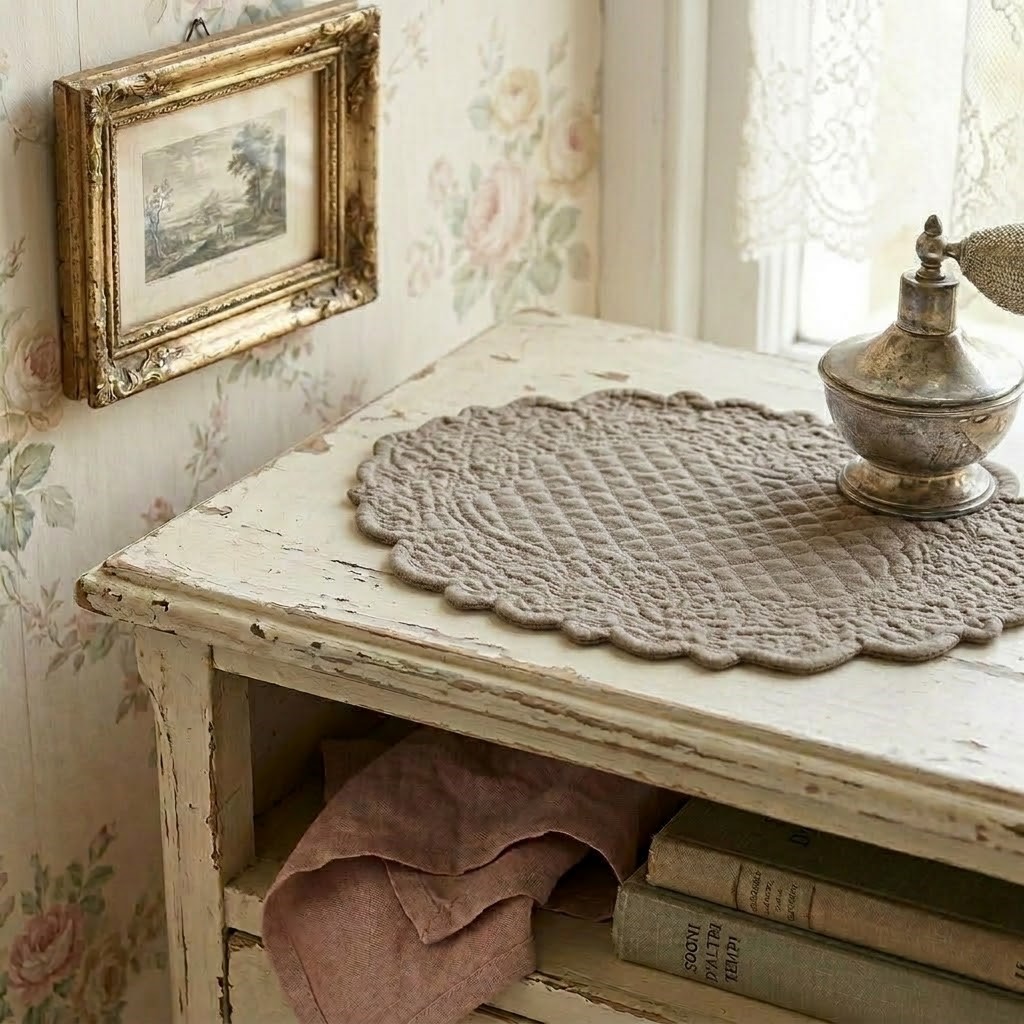 Tovaglietta boutis Atelier Bologna, Made in Italy, Luxury, Blanc mariclò, Nuvole di Stoffa