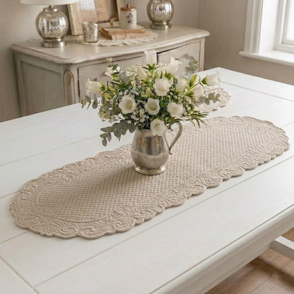 Centrotavola boutis Atelier Bologna, Made in Italy, Luxury, Blanc mariclò, Nuvole di Stoffa