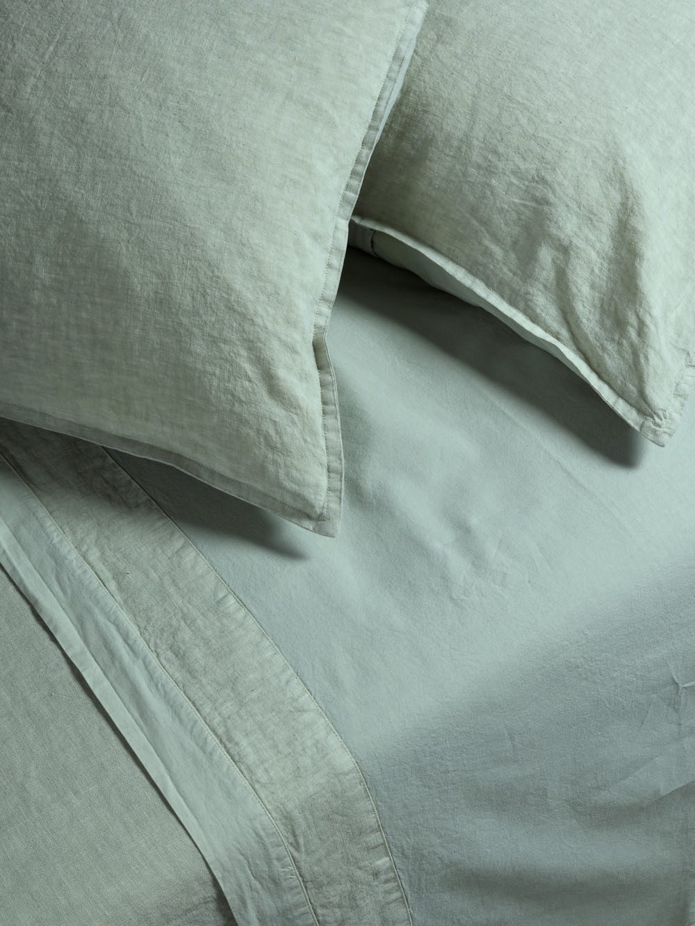Completo letto Lino/Cotone, Made in Italy, Verde Menta - immagine 3