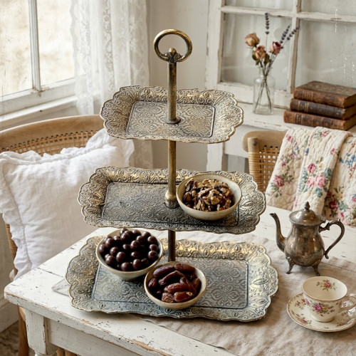 alzata 3 piani in metallo oro, Atelier Bologna, Shabby Chic