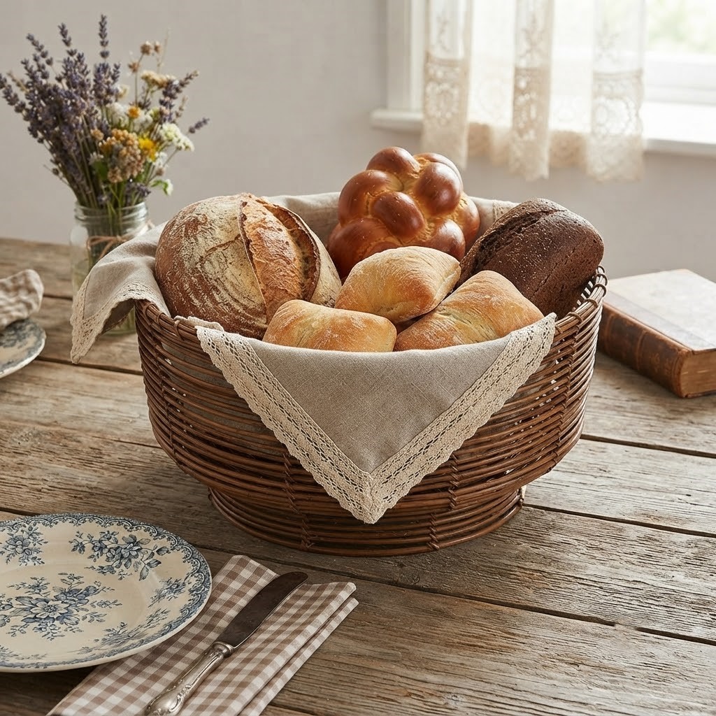 Cestino in Rattan, Blanc Mariclò, Atelier Bologna, Shabby Chic