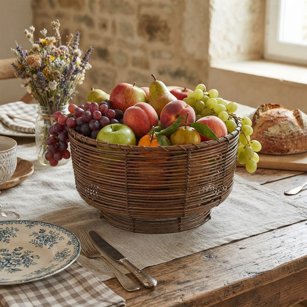 Cestino in Rattan, Blanc Mariclò, Atelier Bologna, Shabby Chic