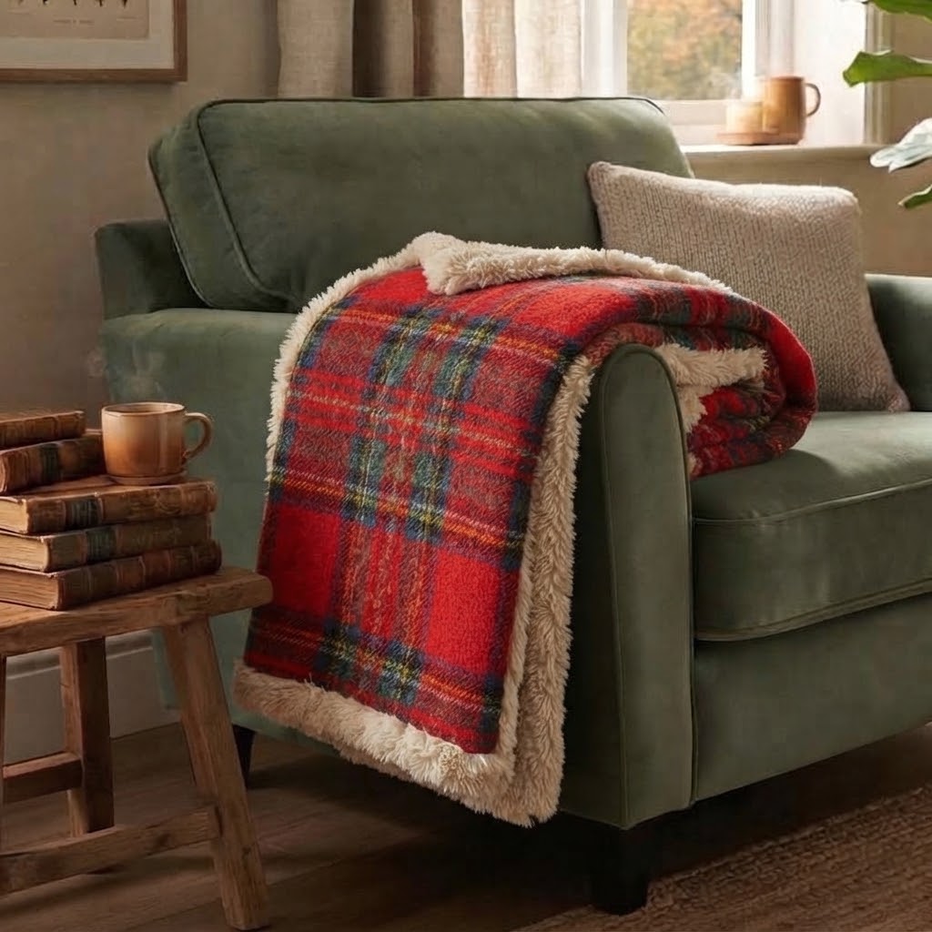 Plaid ecopelliccia tartan, Atelier Bologna, Luxury