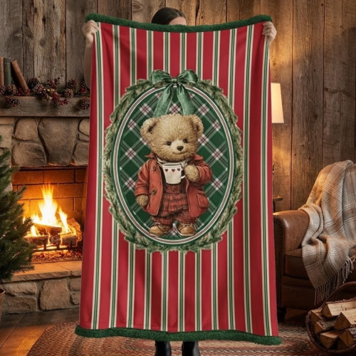 Plaid Sherpa Winter Bear, Blanc Mariclò, Atelier Bologna