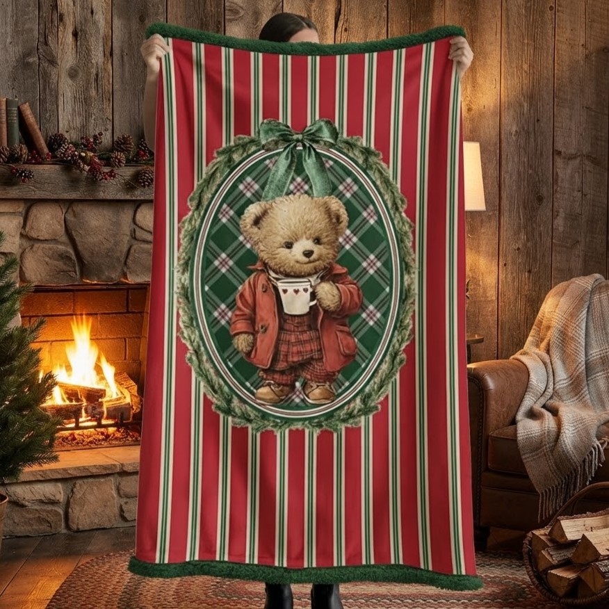 Plaid Sherpa Winter Bear, Blanc Mariclò, Atelier Bologna
