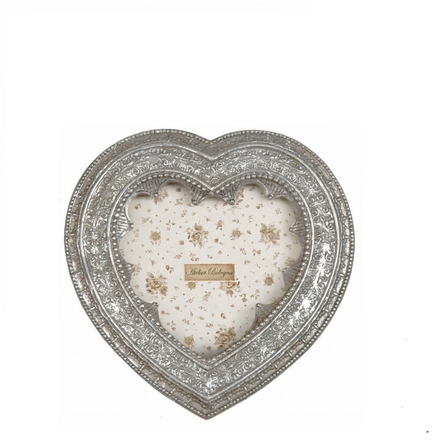 cornice cuore argentata, Atelier Bologna.