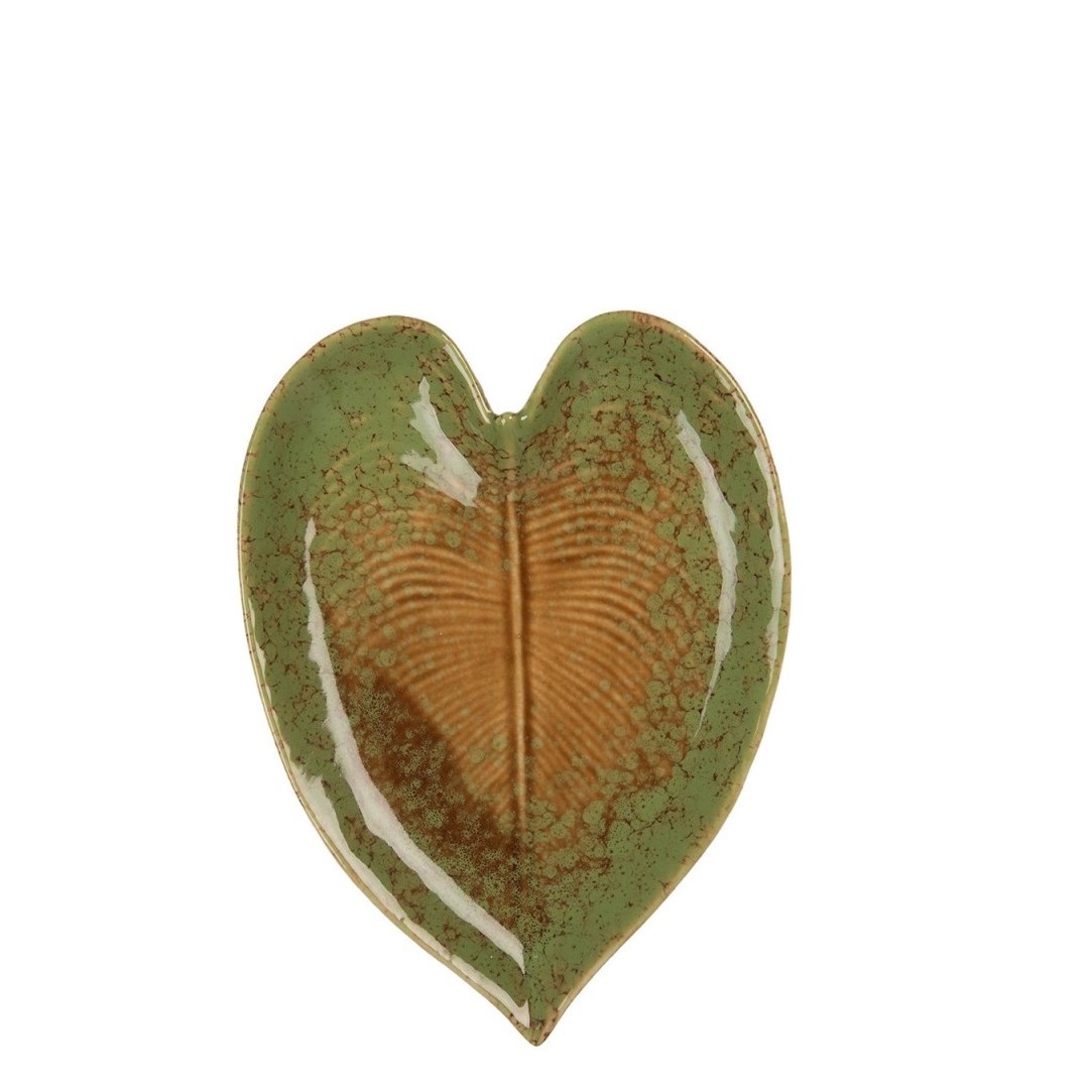 Piattino in ceramica Foglia verde cm 11x15 - immagine 3