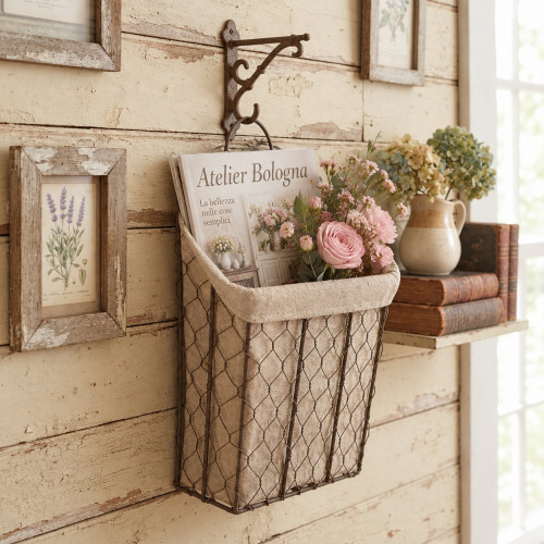 cestino da appendere, Atelier Bologna, Country Chic, Shabby Chic.